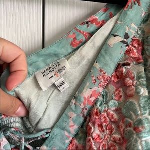 Hemant & Nandita Olivia Blue Print Flutter Sleeve Maxi Dress Women's Size Large